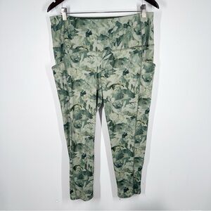 Chicos Zenergy Pocket Leggings size 2 Large Green Floral